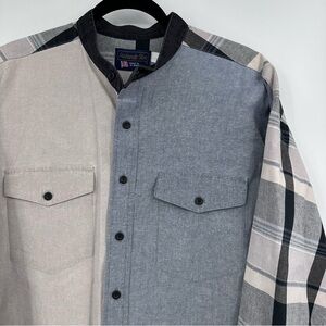 Vintage Two-Tone Plaid Button-Up Shirt Panhandle Slim 17 35/36 K0020
